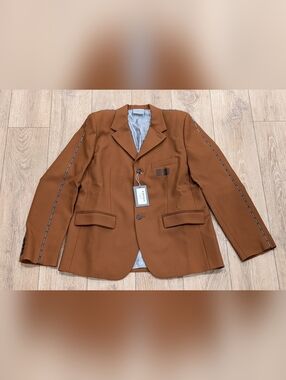 $2740 Mens VTMNTS Barcode Wool Tailored Blazer Brown Medium